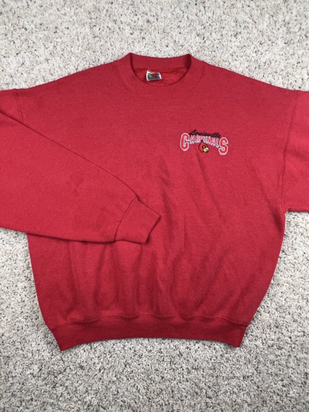 University of Louisville Cardinals Logo Graphic Sweatshirt size XL c. 2005 Red